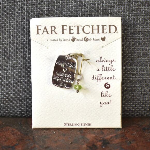 Far Fetched Peridot Daffodil Flower Quote Pendant Necklace 925 Sterling Silver - Picture 3 of 3